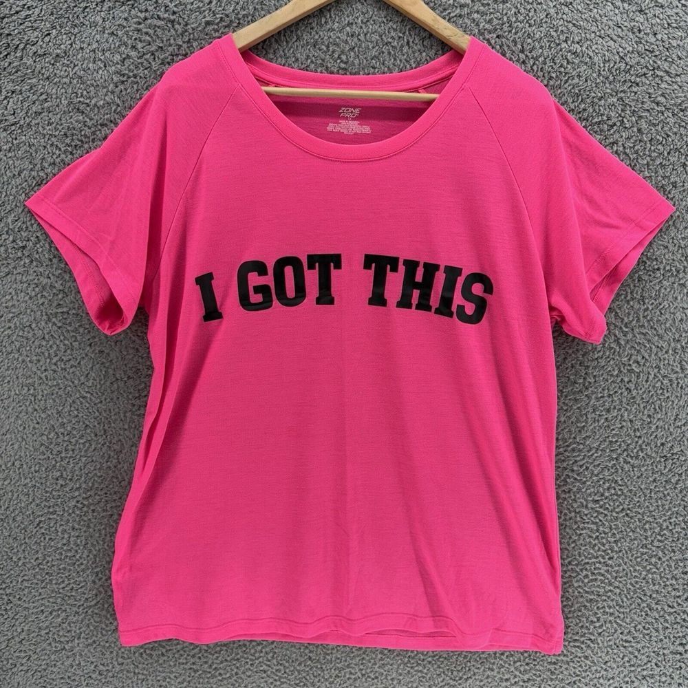 Zone Pro "I Got This" Womens T-Shirt 1X Hot Pink Short Sleeve Activewear Top